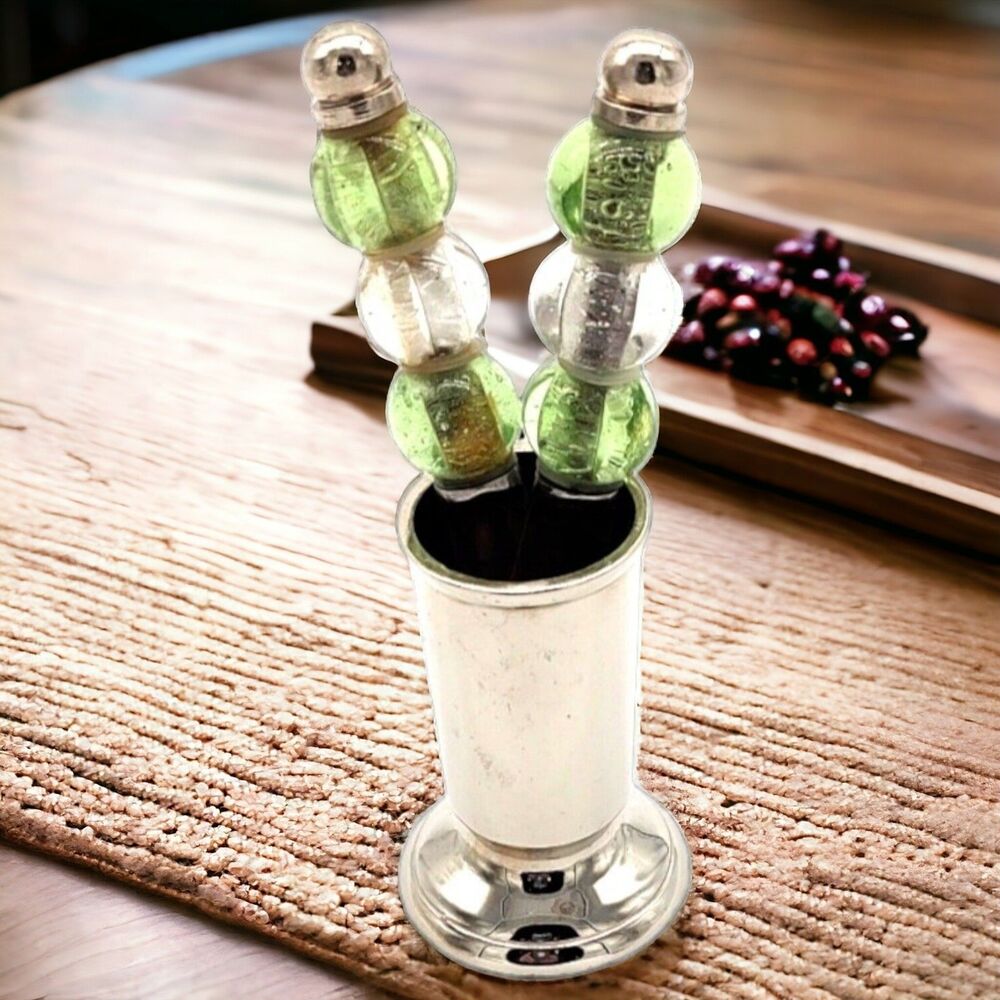 3 Piece Silver Tone Glass Bead Vintage Holiday Appetizer Hummus Cheese Spreader